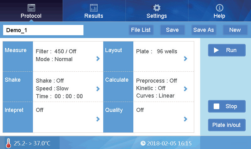 Microplate Reader ReaderIt-I Software Interface